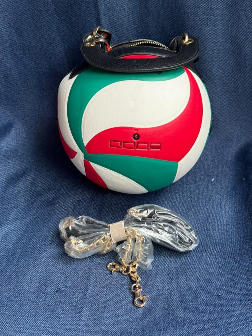 Volleyball Ball Shaped Purse Crossbody Bag Red White Green V5M5000 Series Nwot